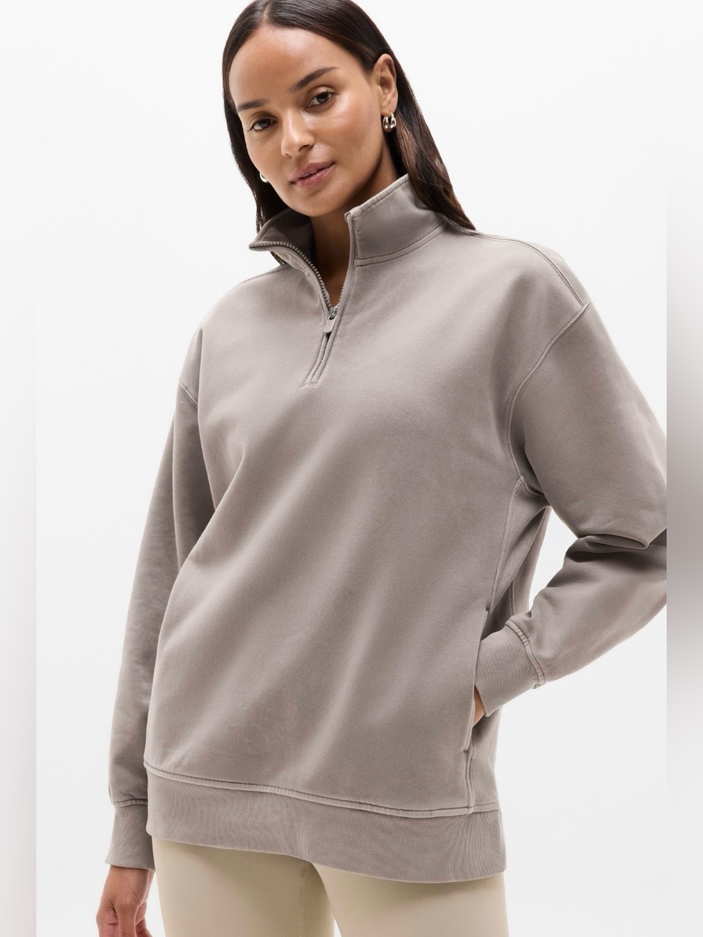 NWT-Athleta Forever Fleece 1/4 Zip Sweatshirt, Small